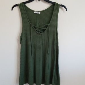 Size medium olive green lace up tank.